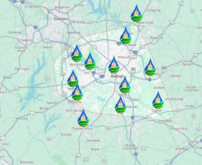 Rodrigo's Landscaping North Carolina Service Area Map